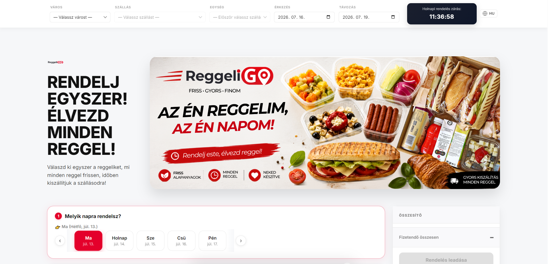 ReggeliGO — saját rendelési felület
