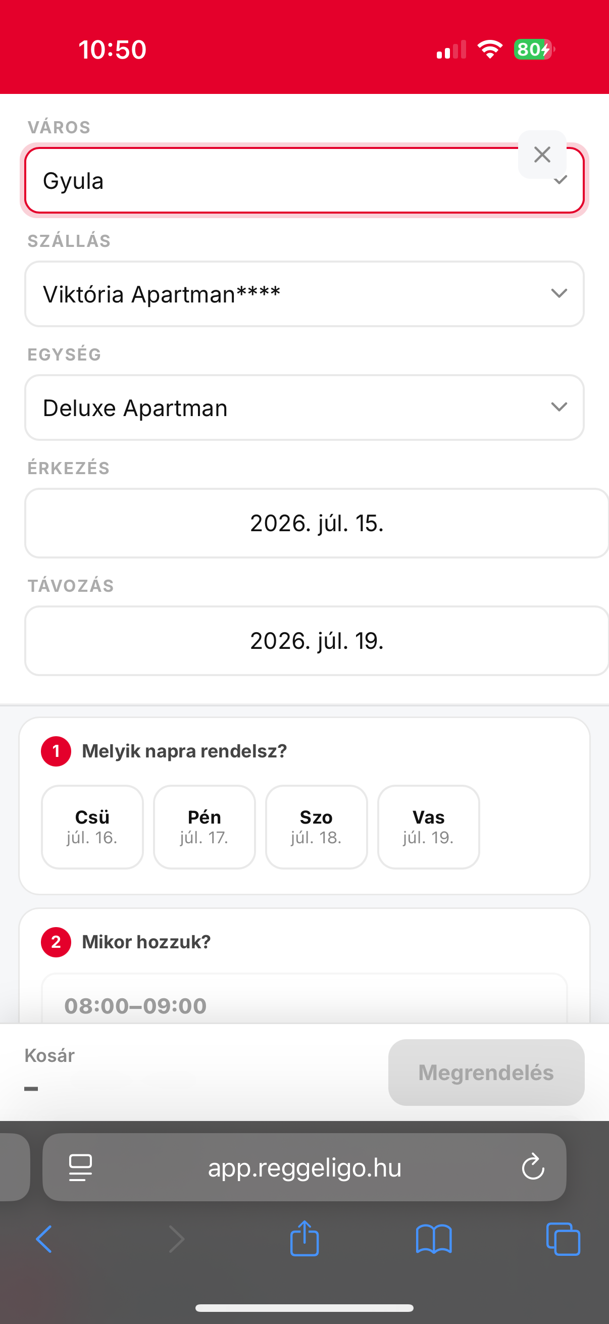 ReggeliGO mobil — főoldal