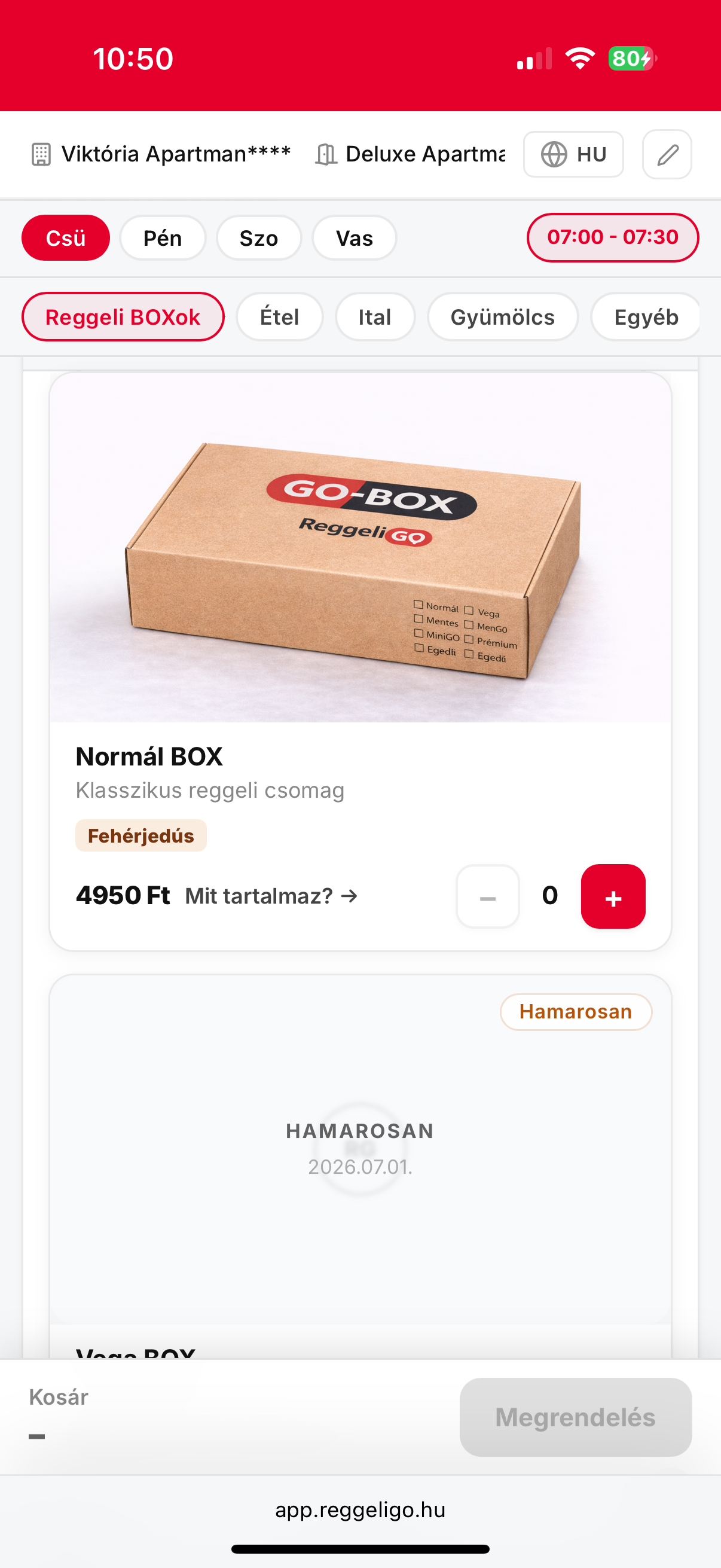ReggeliGO mobil — termékek